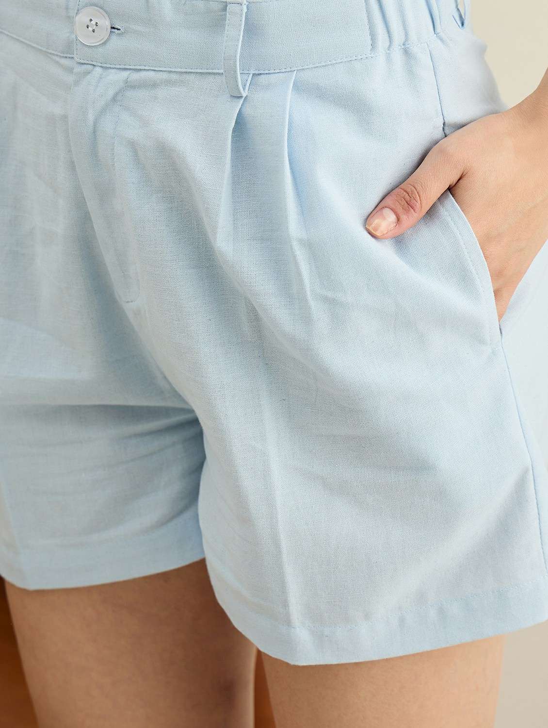 women solid high rise tailored shorts - 22401964 -  Standard Image - 1