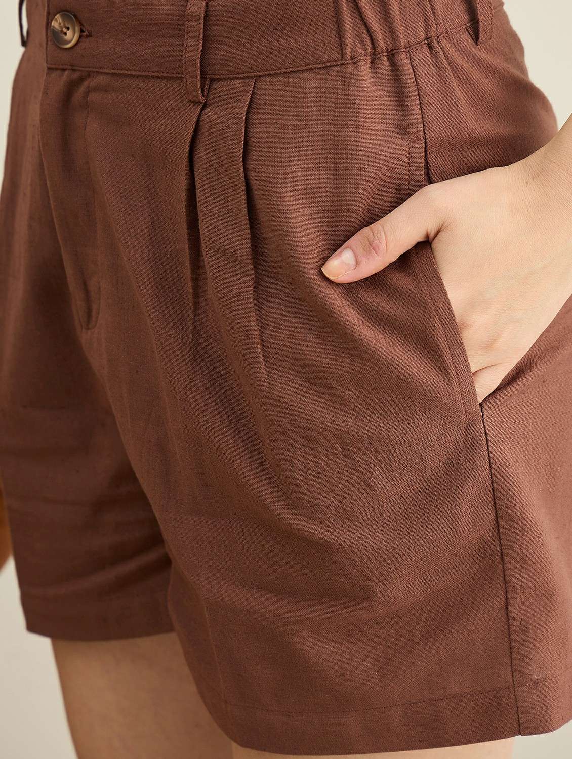 women solid high rise tailored shorts - 22401966 -  Standard Image - 1