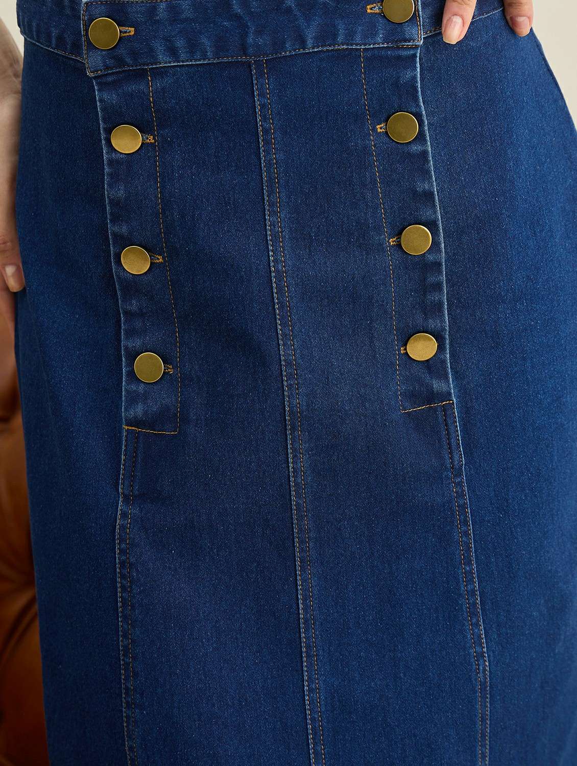 women solid high rise denim a-line skirt - 22401967 -  Standard Image - 1