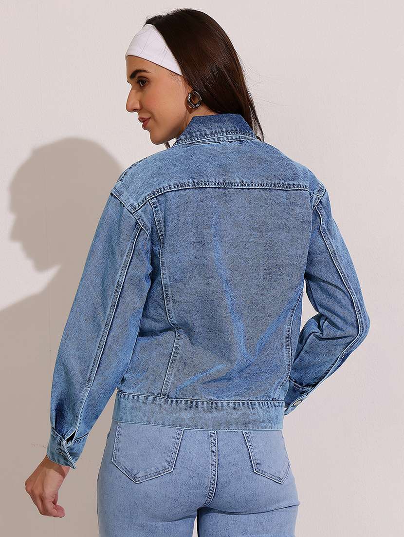 women solid long sleeve denim jacket - 22402002 -  Standard Image - 4
