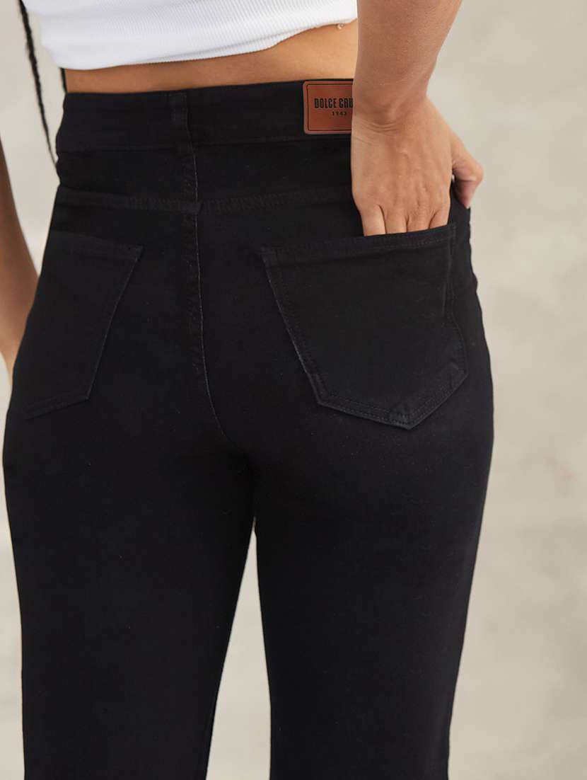 women solid high rise bootcut jeans - 22402016 -  Standard Image - 1