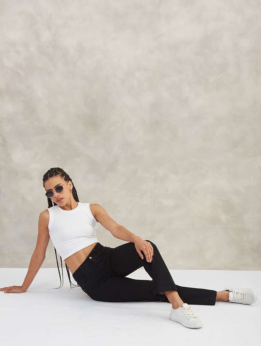 women solid high rise bootcut jeans - 22402016 -  Standard Image - 4