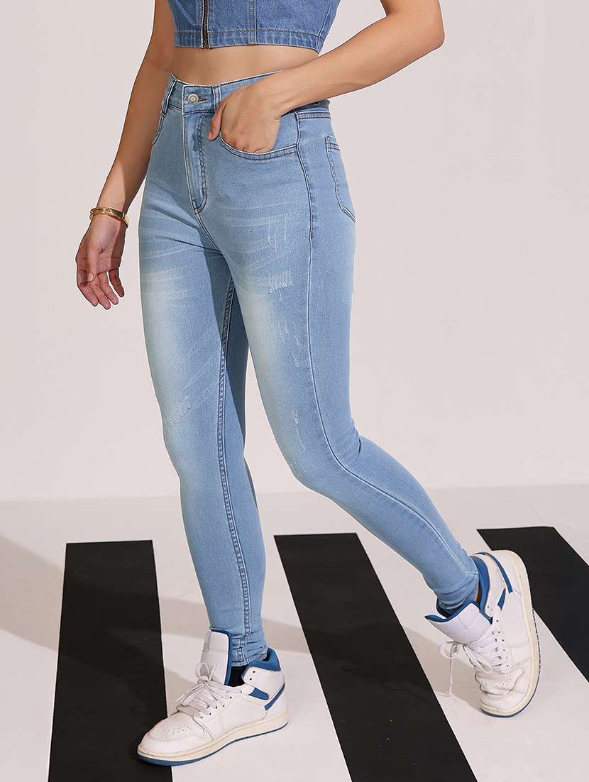 women solid high rise skinny jeans - 22402019 -  Standard Image - 4