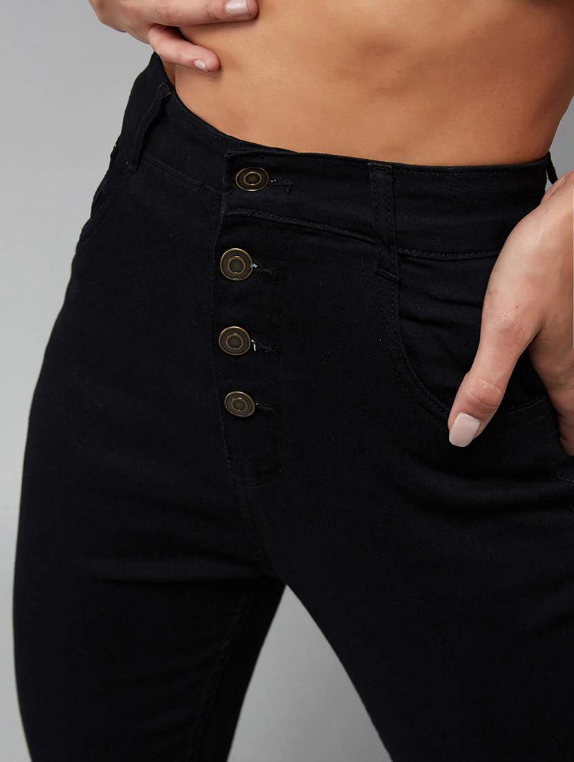 women solid high rise skinny jeans - 22402024 -  Standard Image - 1