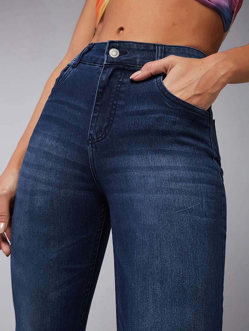 women solid high rise bootcut jeans - 22402030 -  Standard Image - 1