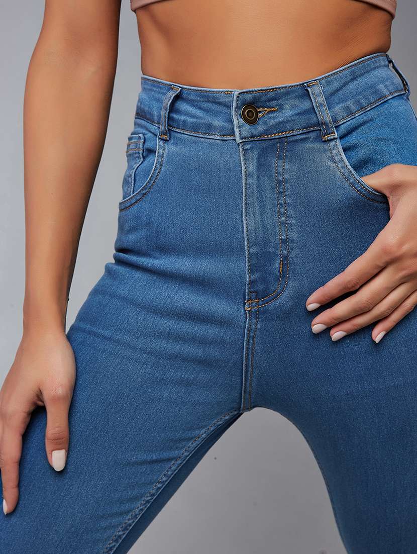 women solid high rise skinny jeans - 22402031 -  Standard Image - 1