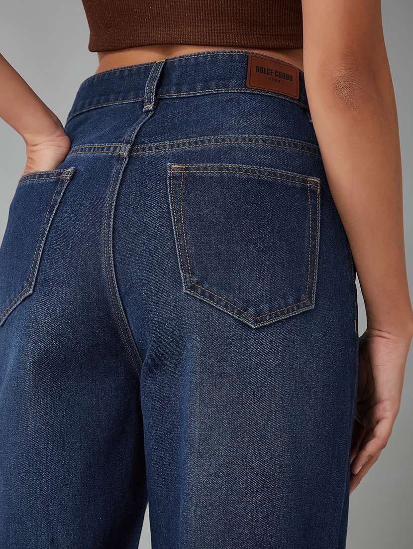 women solid high rise relaxed fit jeans - 22402034 -  Standard Image - 1