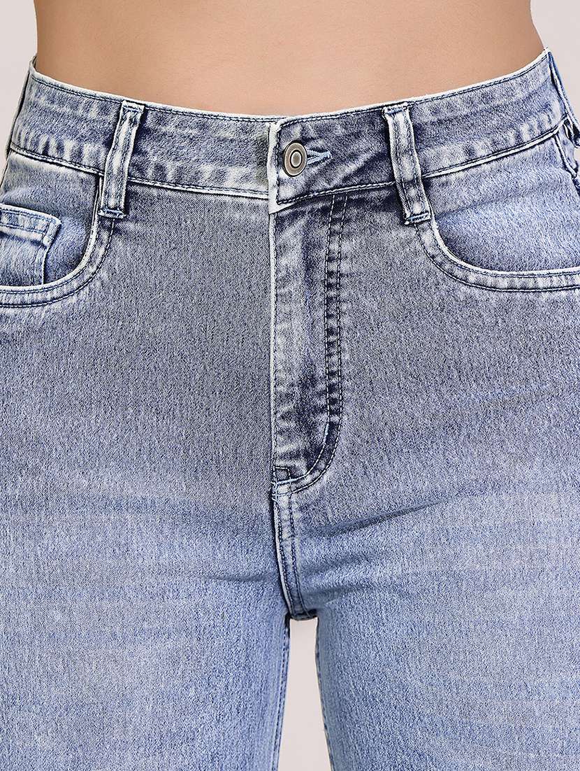 women solid high rise bootcut jean - 22402064 -  Standard Image - 1