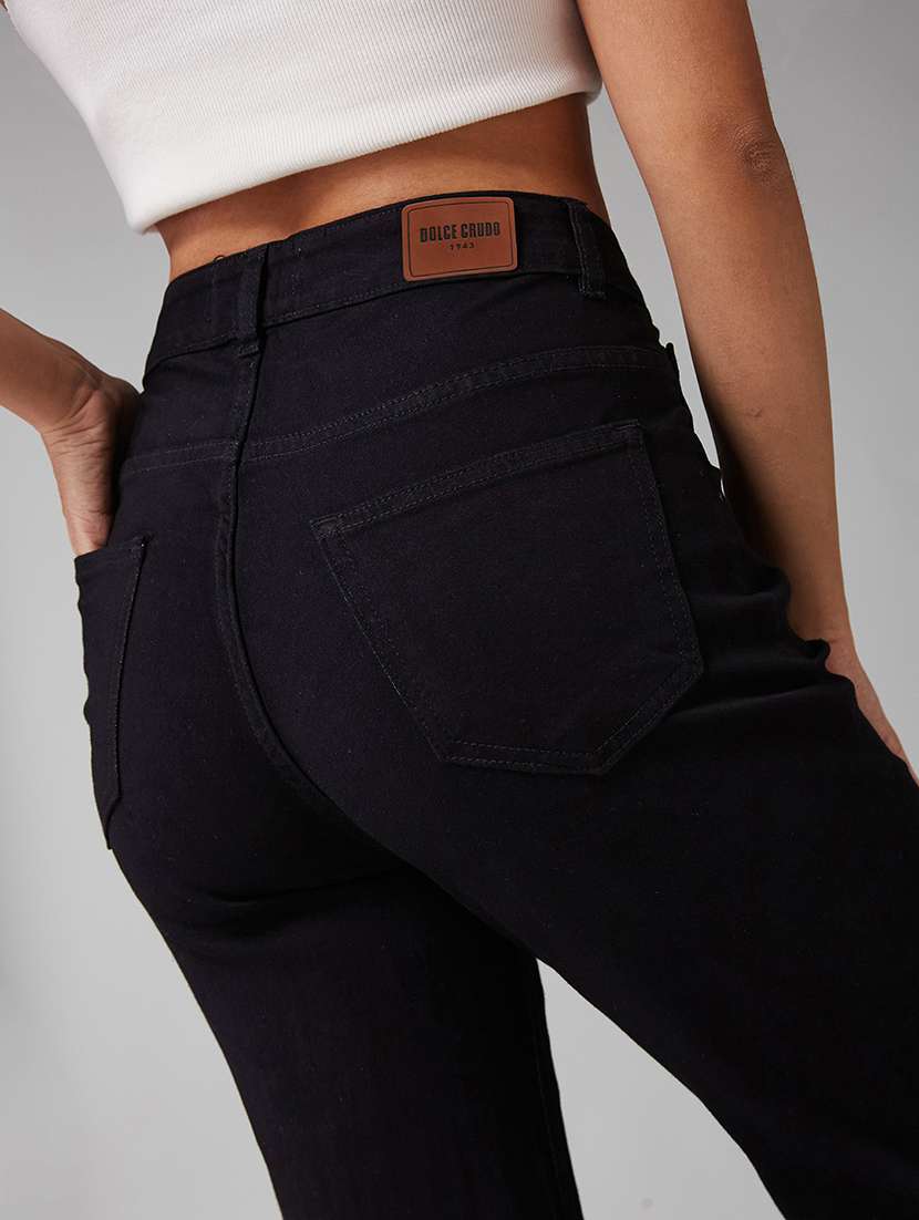 women solid high rise bootcut jeans - 22402068 -  Standard Image - 1