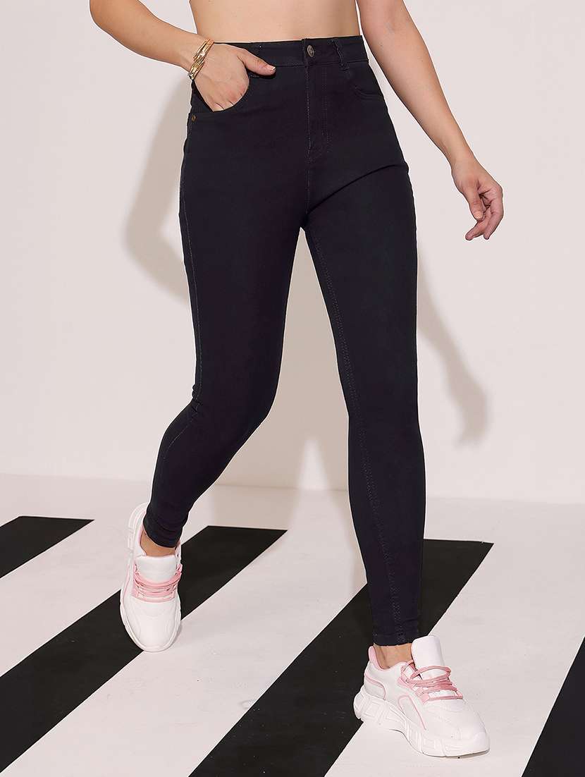 women solid high rise skinny jeans - 22402072 -  Standard Image - 1