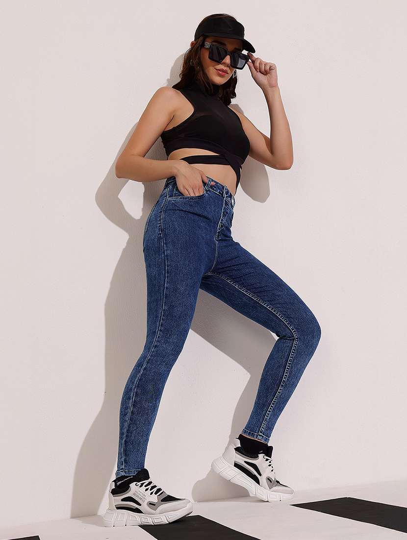 women solid high rise skinny jeans - 22402075 -  Standard Image - 4