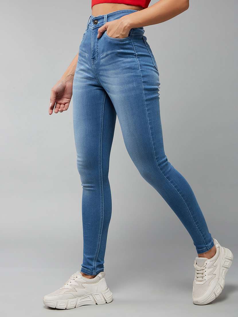 women washed high rise skinny fit jeans - 22402082 -  Standard Image - 1
