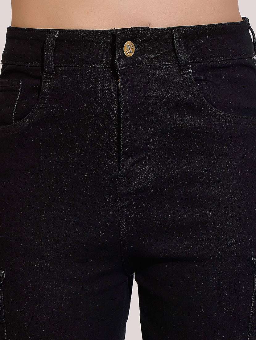 women solid high rise cargo jogger - 22402093 -  Standard Image - 1