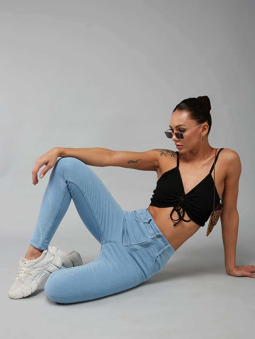 women solid high rise skinny jeans - 22402098 -  Standard Image - 4