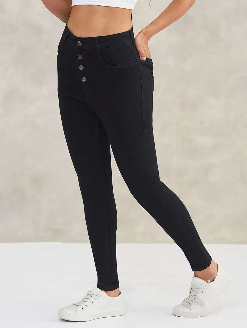 women solid high rise skinny jeans - 22402101 -  Standard Image - 1