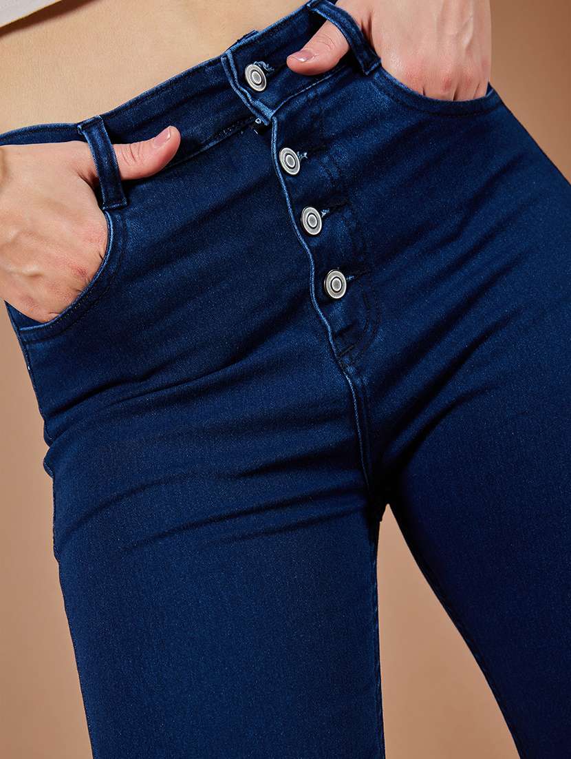 women solid high rise skinny jeans - 22402111 -  Standard Image - 1