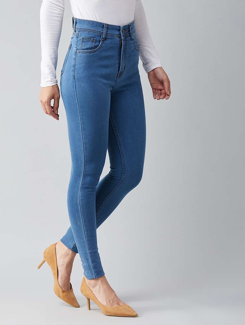 women solid high rise skinny jeans - 22402122 -  Standard Image - 1