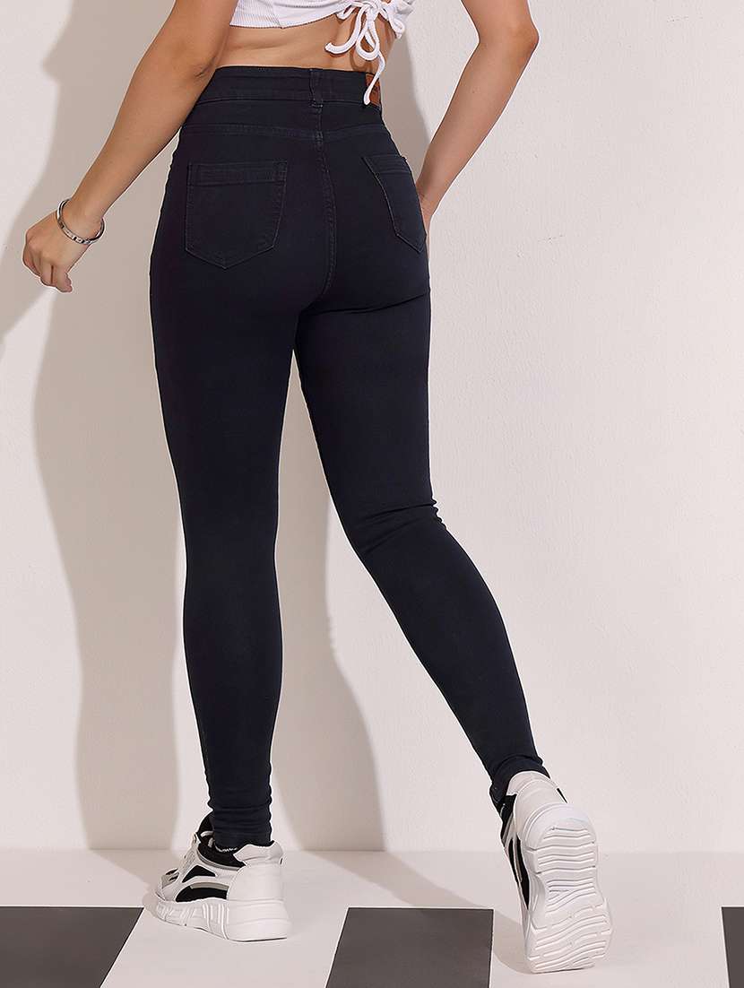 women solid high rise skinny fit jeans - 22402127 -  Standard Image - 4