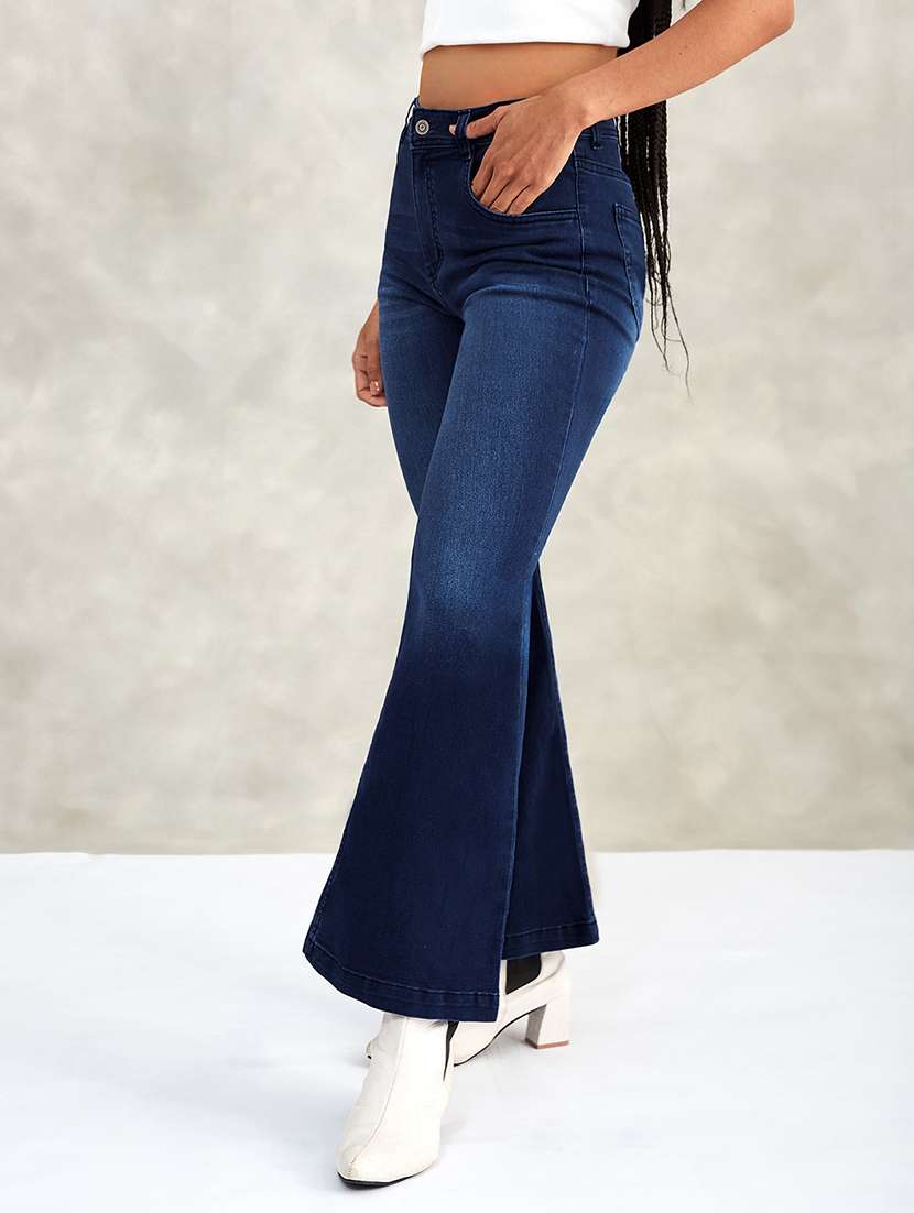 women solid high rise bootcut jeans - 22402130 -  Standard Image - 1