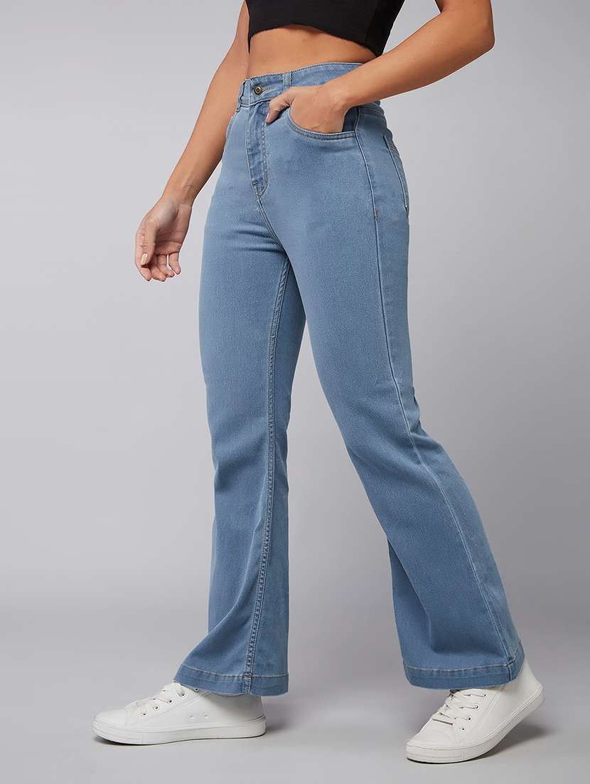 women solid high rise bootcut jeans - 22402138 -  Standard Image - 1