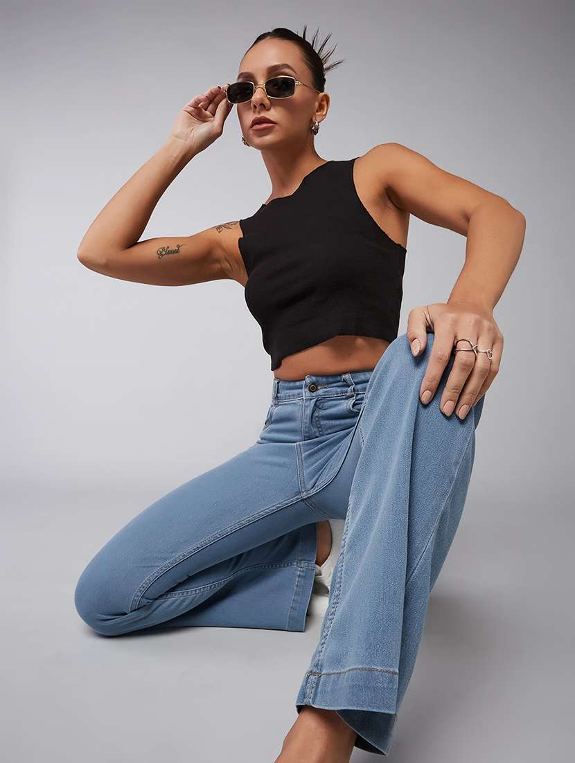women solid high rise bootcut jeans - 22402138 -  Standard Image - 4