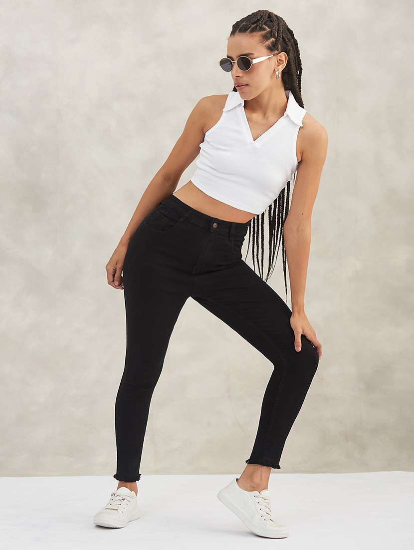 women solid high rise skinny jeans - 22402140 -  Standard Image - 4