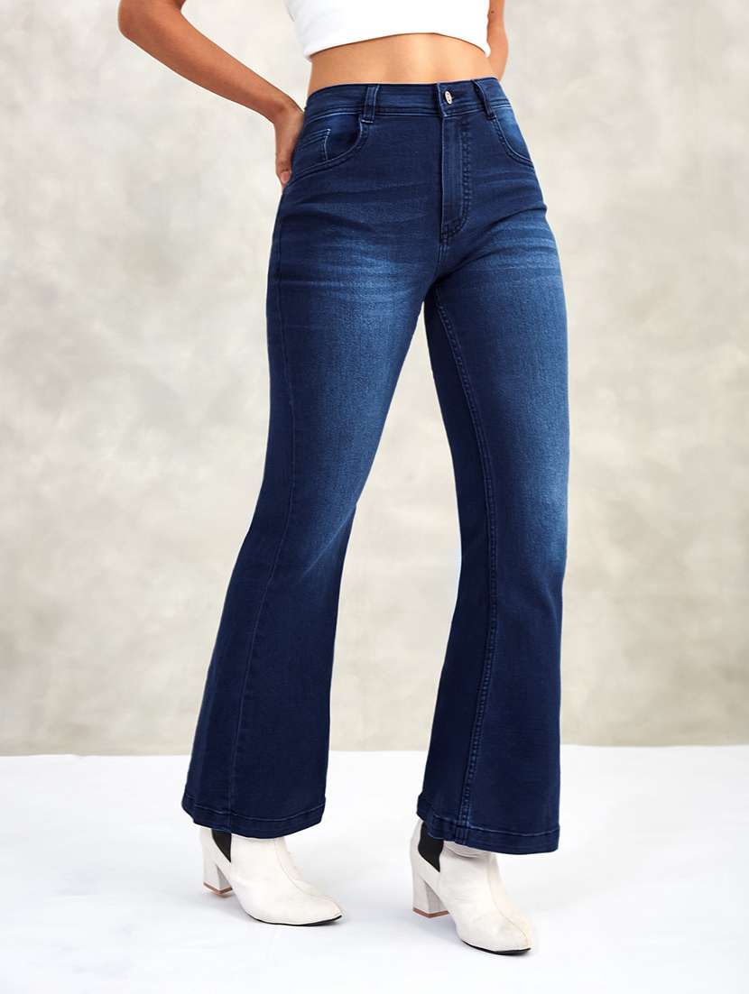 women solid high rise bootcut jeans - 22402145 -  Standard Image - 1