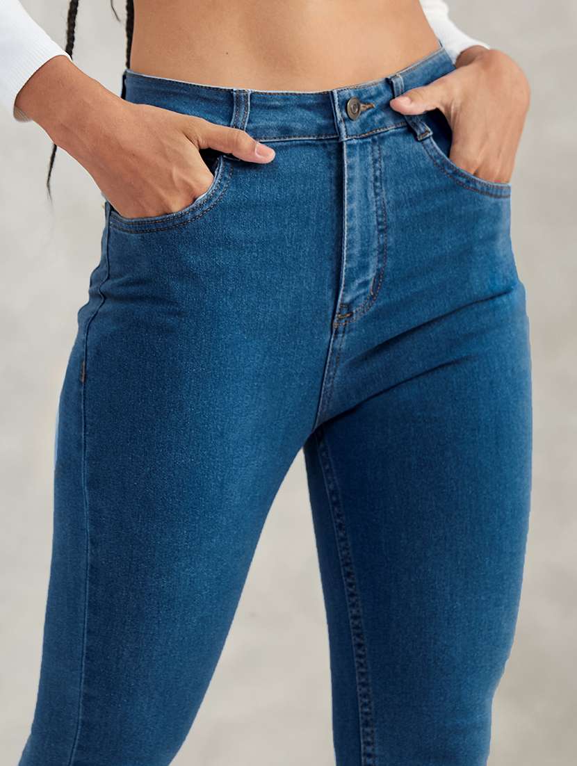 women solid high rise skinny jeans - 22402148 -  Standard Image - 1