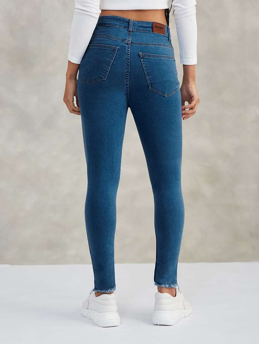 women solid high rise skinny jeans - 22402148 -  Standard Image - 4
