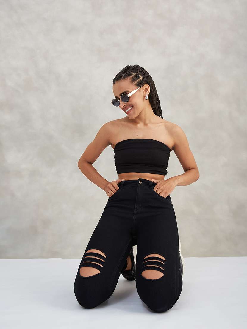 women distressed high rise skinny jeans - 22402163 -  Standard Image - 4