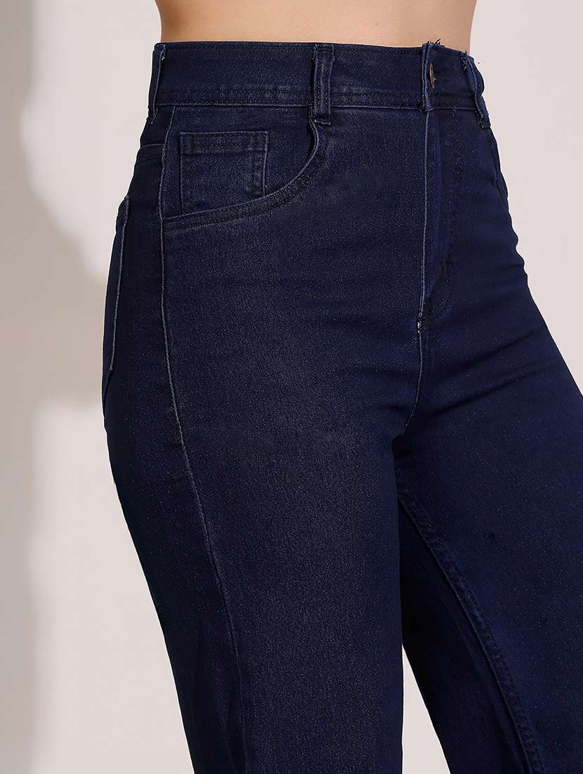 women solid high rise wide leg jeans - 22402174 -  Standard Image - 1