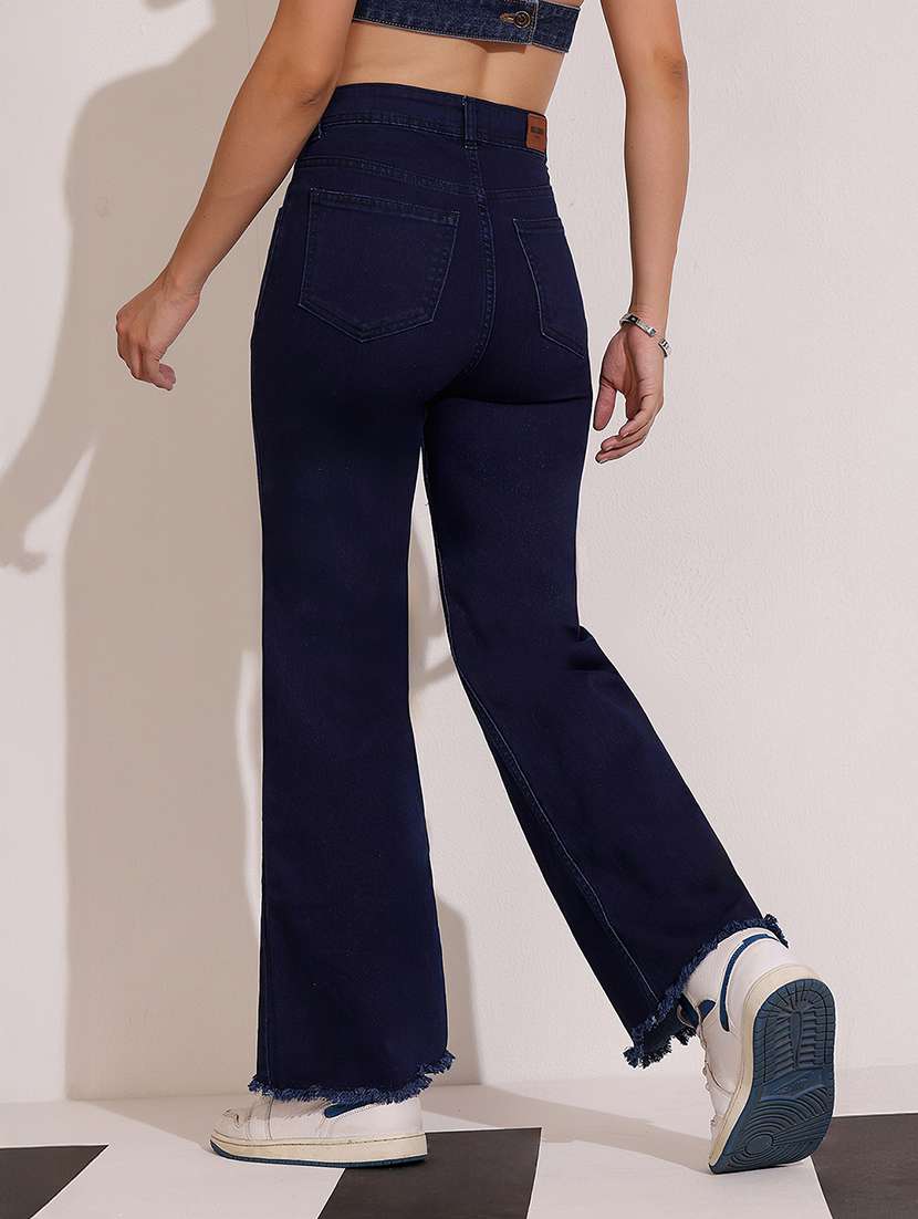 women solid high rise wide leg jeans - 22402174 -  Standard Image - 4