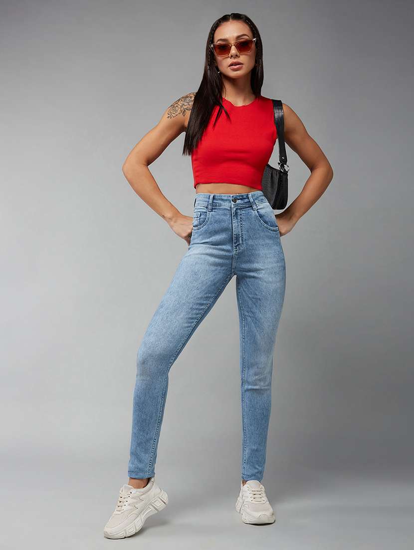 women solid high rise skinny jeans - 22402181 -  Standard Image - 4