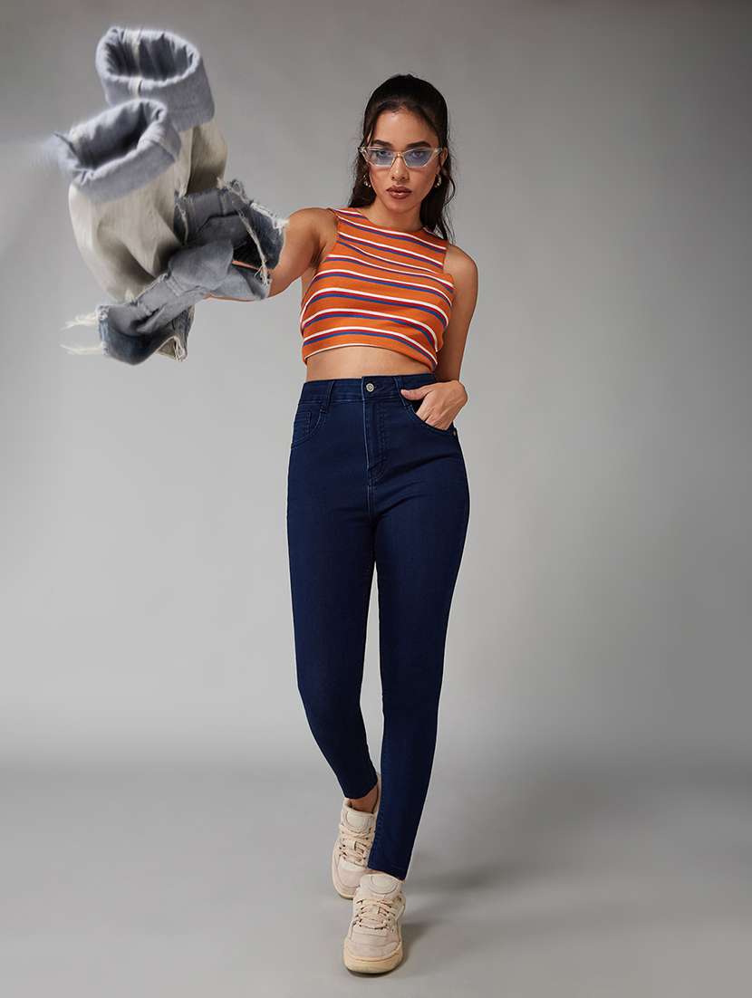women solid high rise skinny jeans - 22402192 -  Standard Image - 4