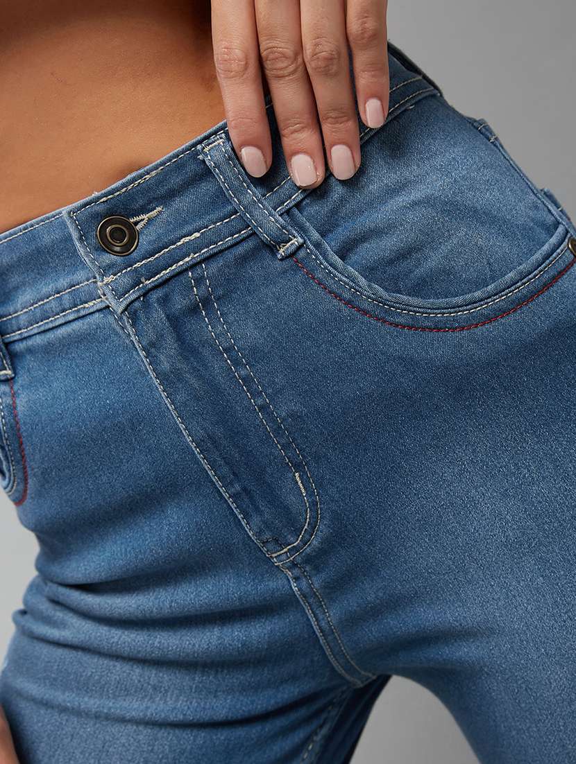 women solid high rise skinny jeans - 22402204 -  Standard Image - 4