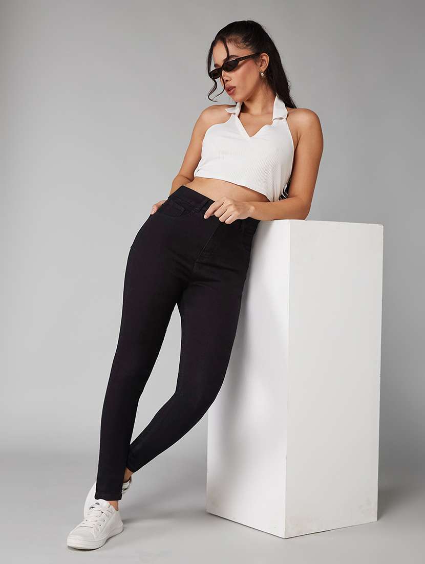 women solid high rise skinny jeans - 22402213 -  Standard Image - 4