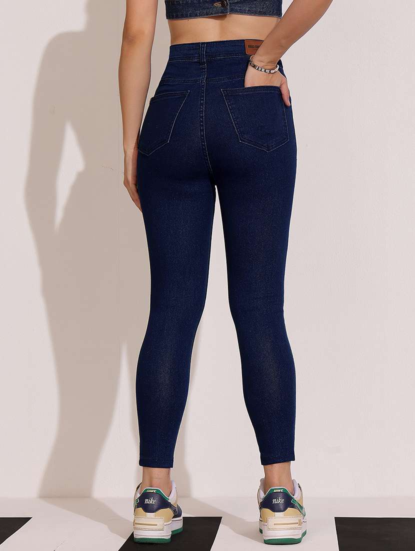 women solid high rise skinny jeans - 22402217 -  Standard Image - 4
