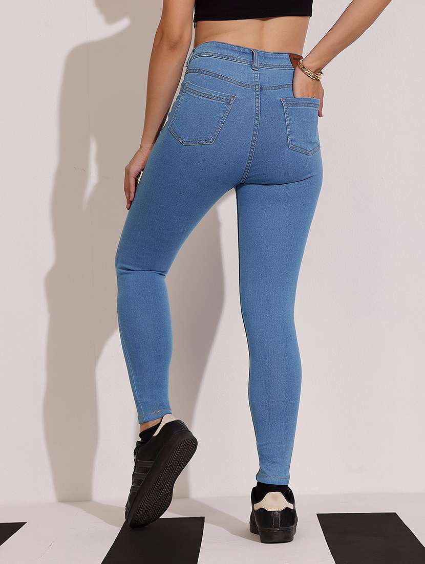 women solid high rise skinny jeans - 22402220 -  Standard Image - 4