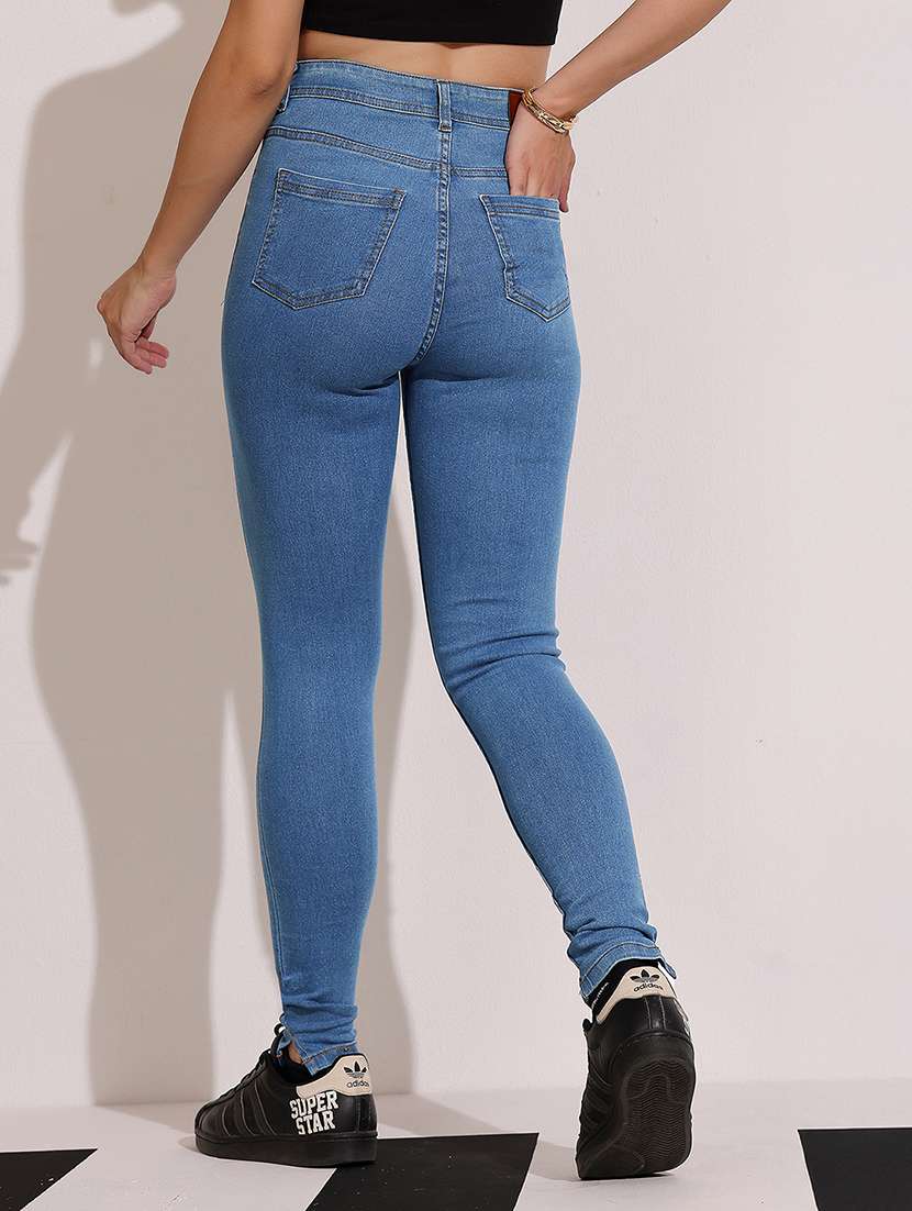 women slash knee high rise skinny jeans - 22402221 -  Standard Image - 4