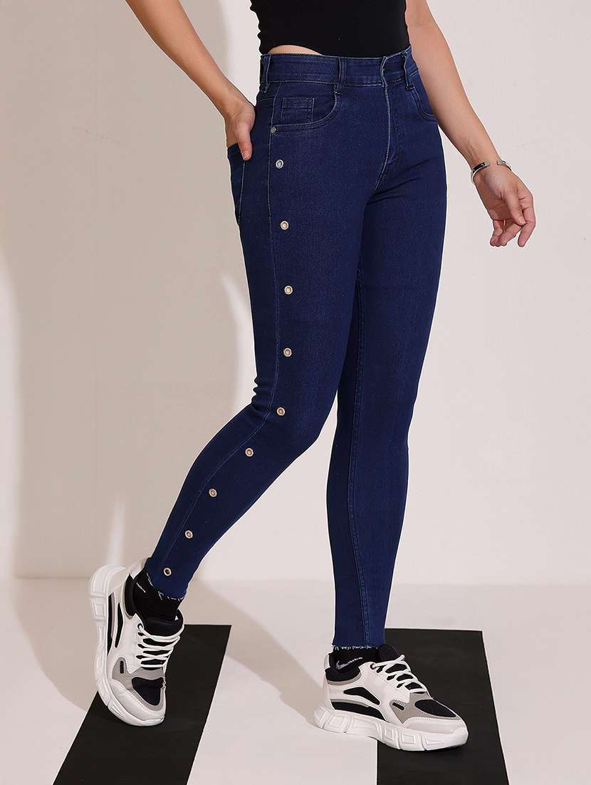 women solid high rise skinny jeans - 22402222 -  Standard Image - 1