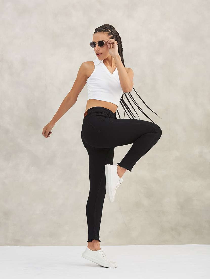women solid high rise skinny jeans - 22402223 -  Standard Image - 4