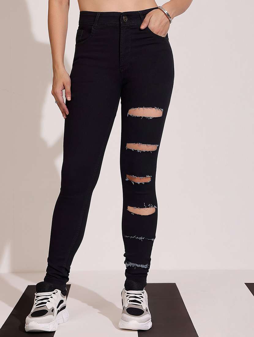 women distressed high rise skinny jeans - 22402228 -  Standard Image - 1