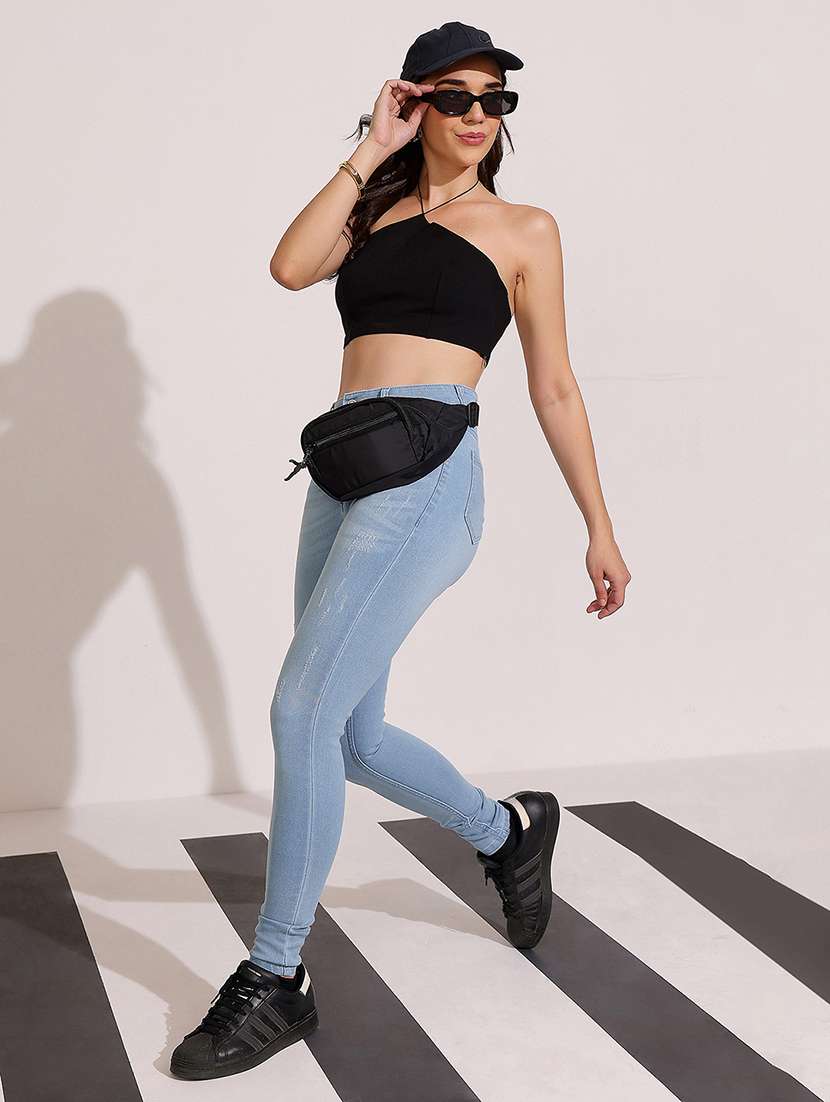 women distrssed high rise skinny jeans - 22402238 -  Standard Image - 4