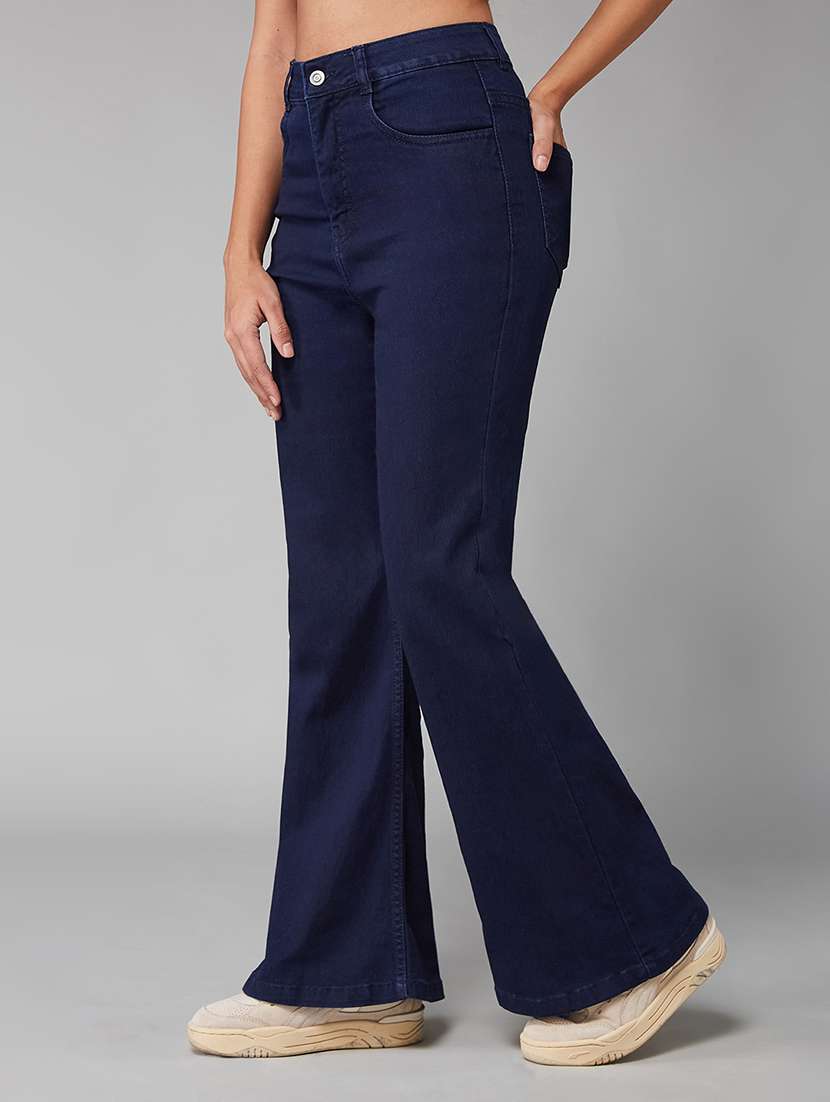 women solid high rise bootcut jeans - 22402243 -  Standard Image - 1