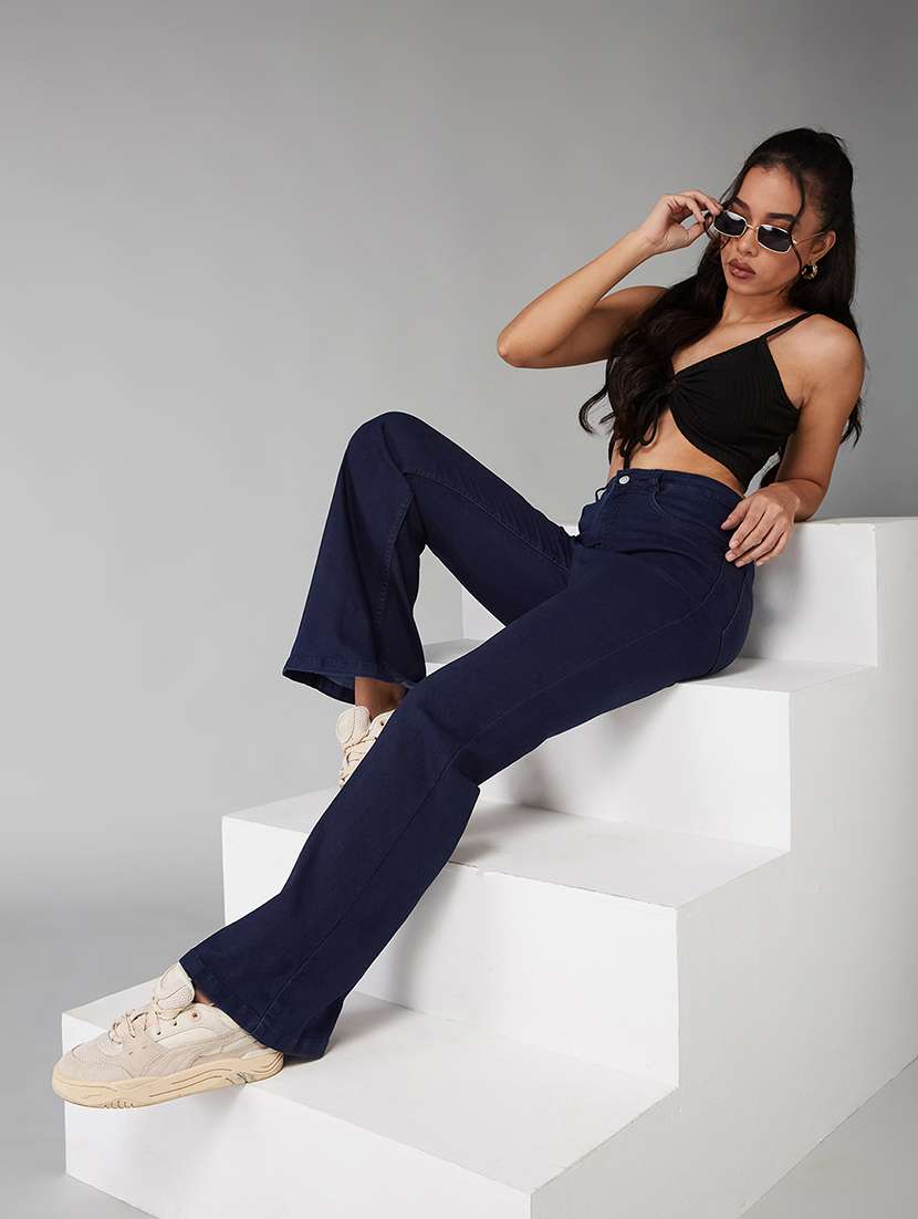 women solid high rise bootcut jeans - 22402243 -  Standard Image - 4
