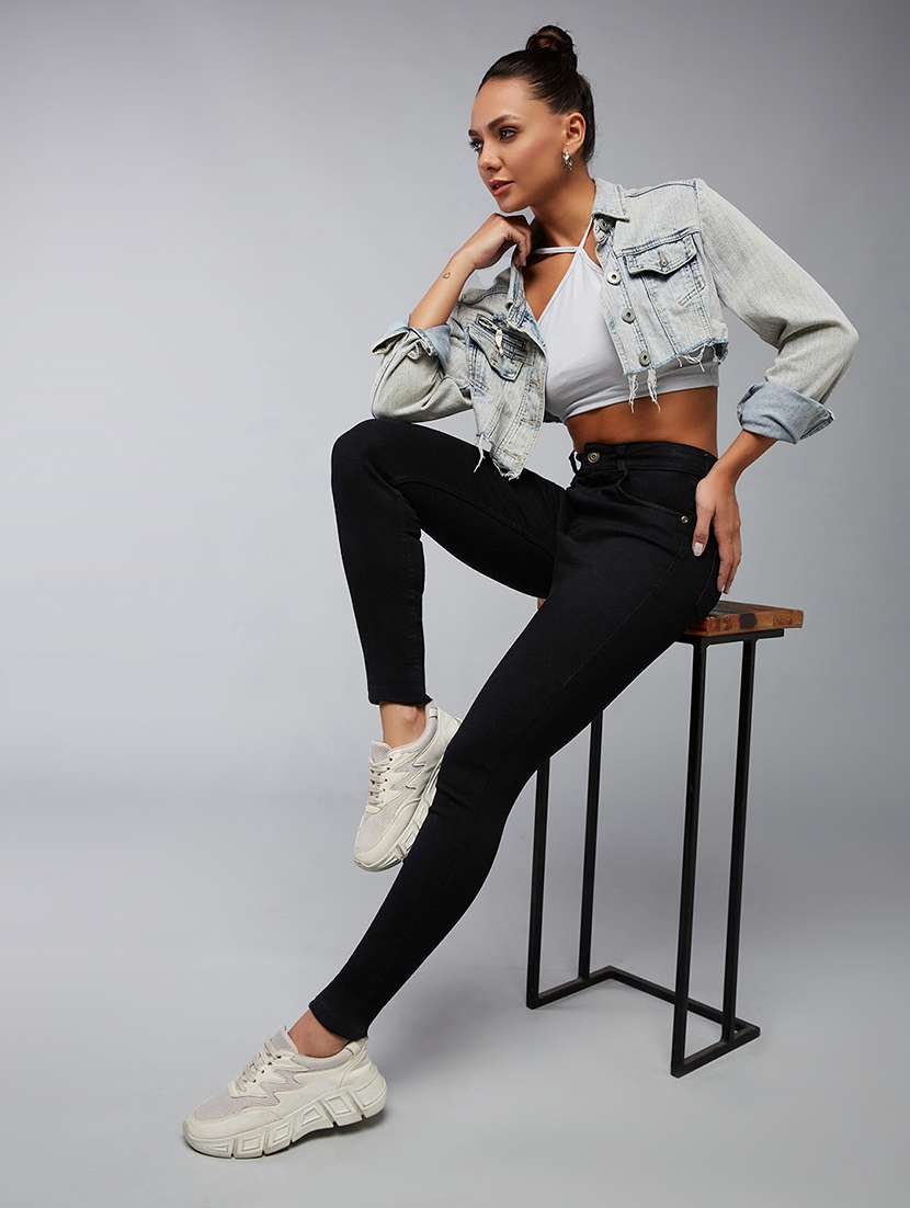 women solid high rise skinny jeans - 22402246 -  Standard Image - 4