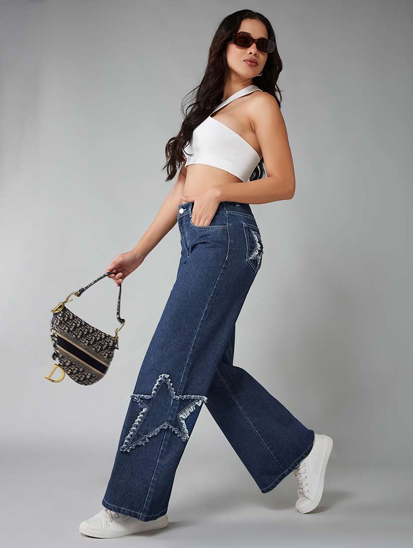 women distressed high rise wide leg jeans - 22402249 -  Standard Image - 4