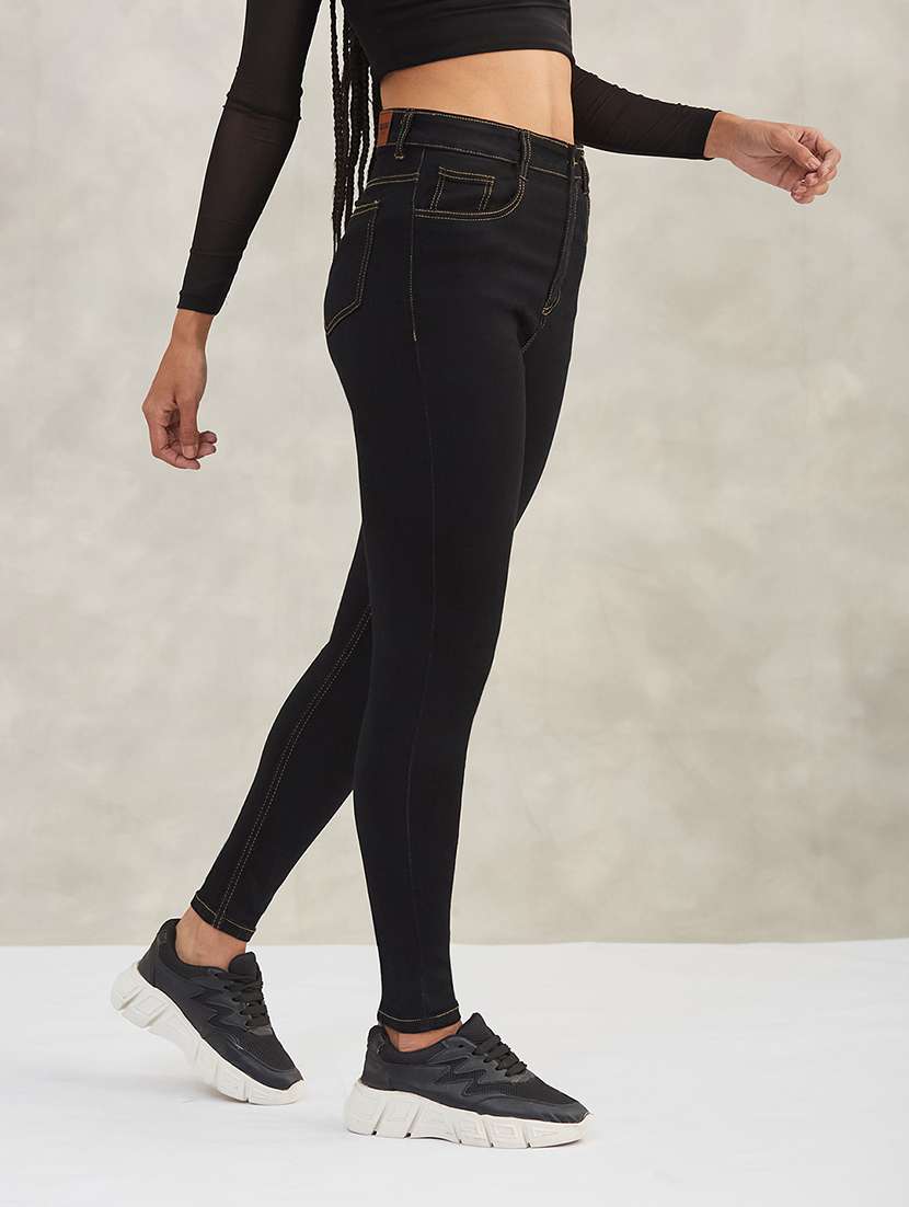 women solid high rise skinny jeans - 22402255 -  Standard Image - 1