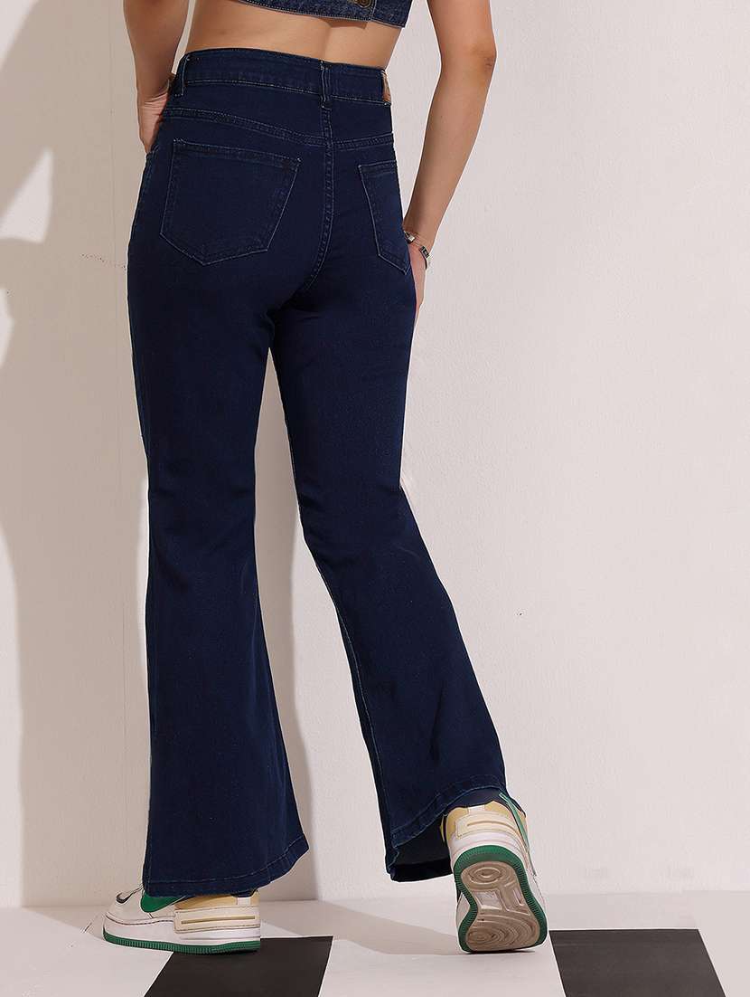 women solid high rise bootcut jeans - 22402267 -  Standard Image - 4