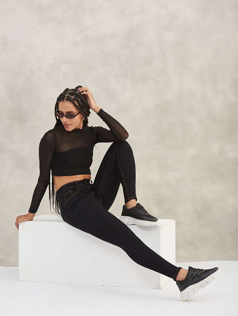 women solid high rise skinny jeans - 22402269 -  Standard Image - 4